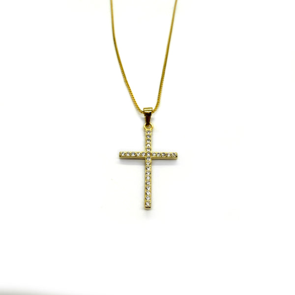 Trendy02 GP Sterling Silver & CZ Cross Pendant