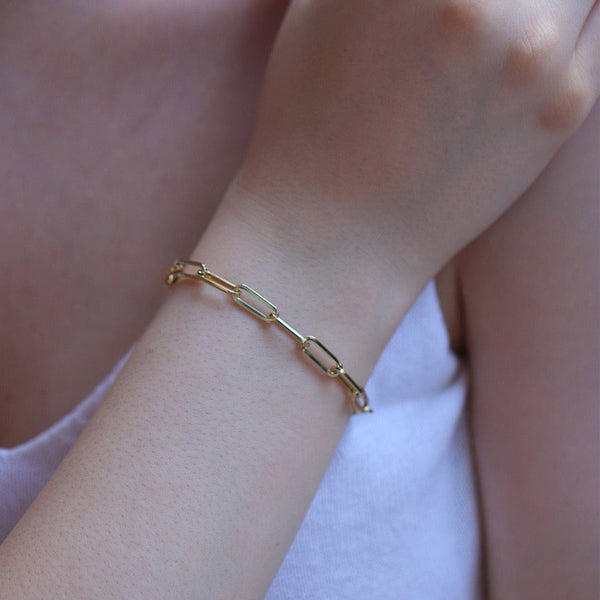DG-20082013 Gold Stainless Steel Paper Clip Bracelet