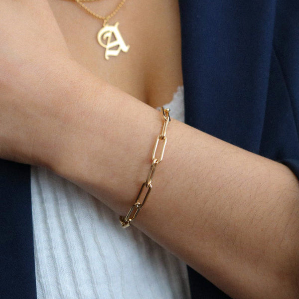 DG-20082013 Gold Stainless Steel Paper Clip Bracelet