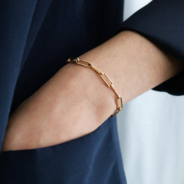 DG-20082013 Gold Stainless Steel Paper Clip Bracelet