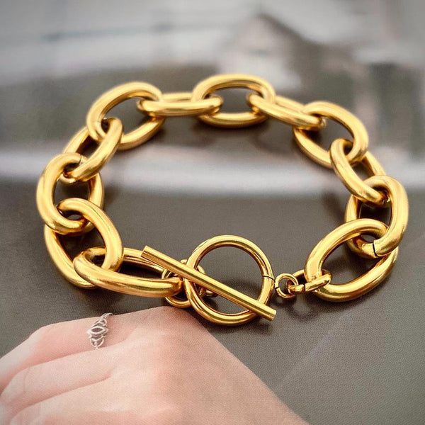DG-20092201B Chunky Gold Stainless Steel Bracelet