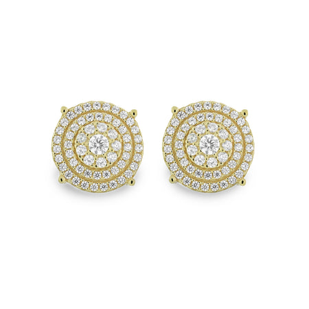 EWE140201Y GP Sterling Silver Round Stud Earrings