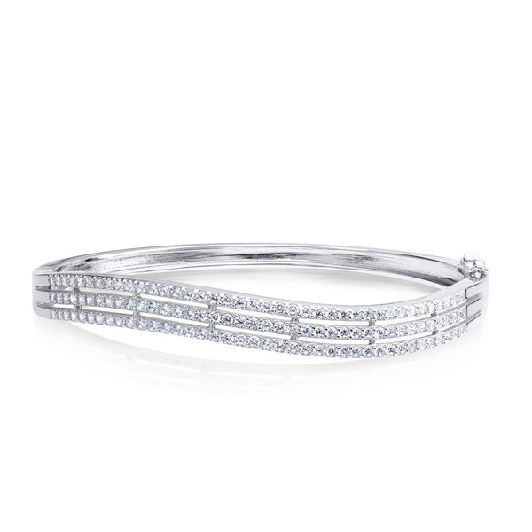 MD-SLBG002 Silver Wave Bangle Bracelet