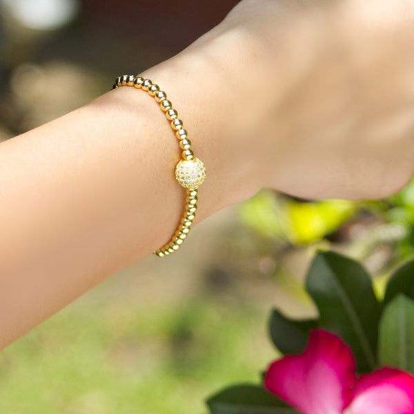 MNC-BR362-B Stainless Steel & Gold Ball Bracelet