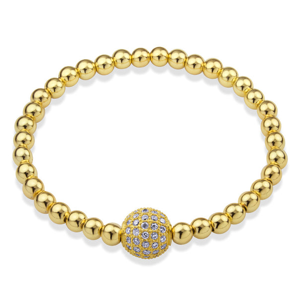 MNC-BR362-B Stainless Steel & Gold Ball Bracelet