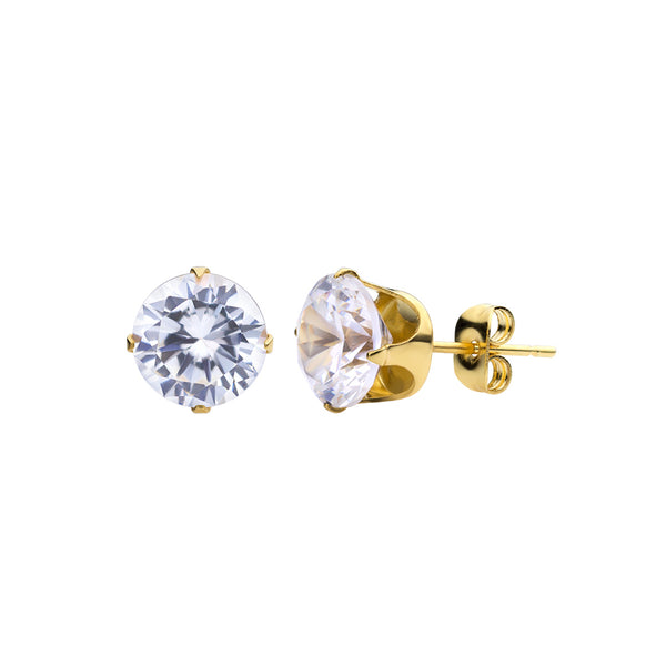 MNC-ER430-B-8mm Stainless Steel & Gold Stud Earrings