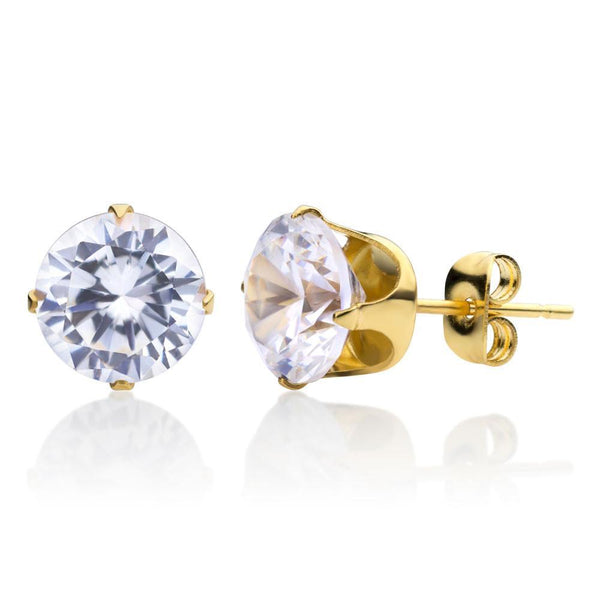 MNC-ER430-B-7mm Stainless Steel & Gold Stud Earrings
