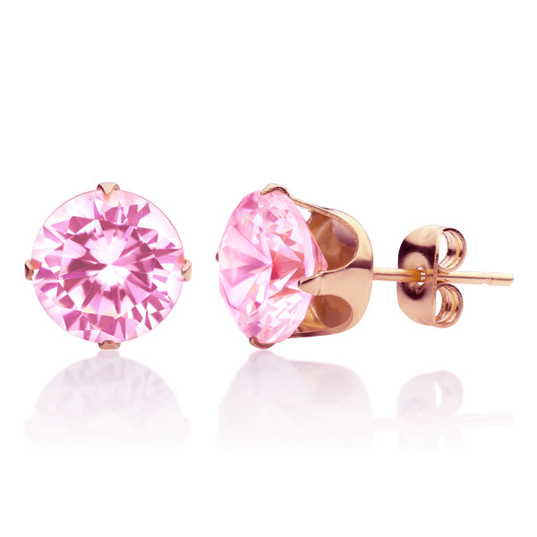 MNC-ER430-C3-5mm Steel & RG Pink Stud Earrings