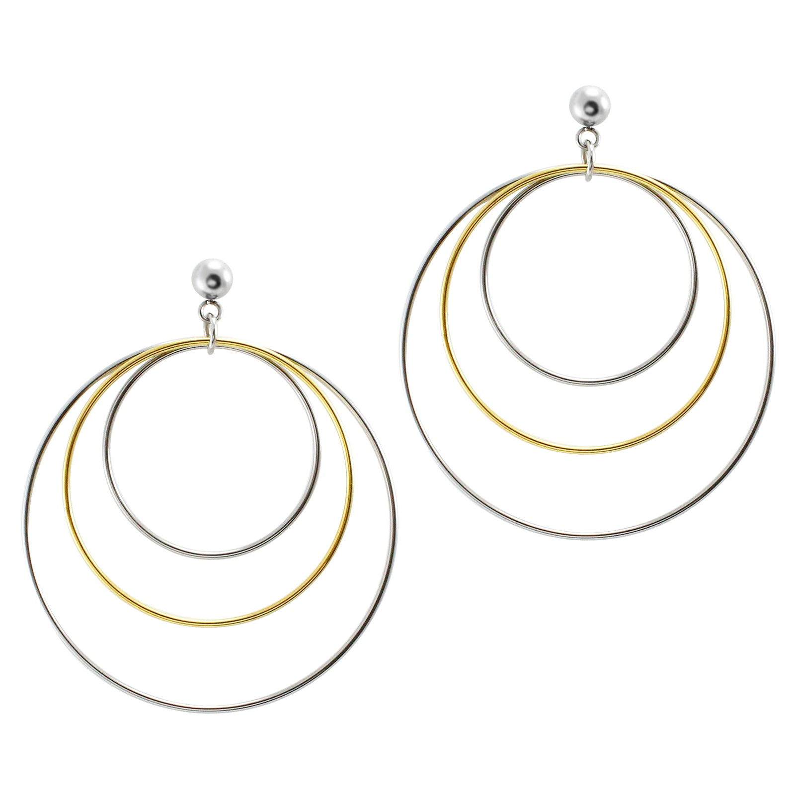 MNC-ER438-B Stainless Steel & Gold Circle Earrings