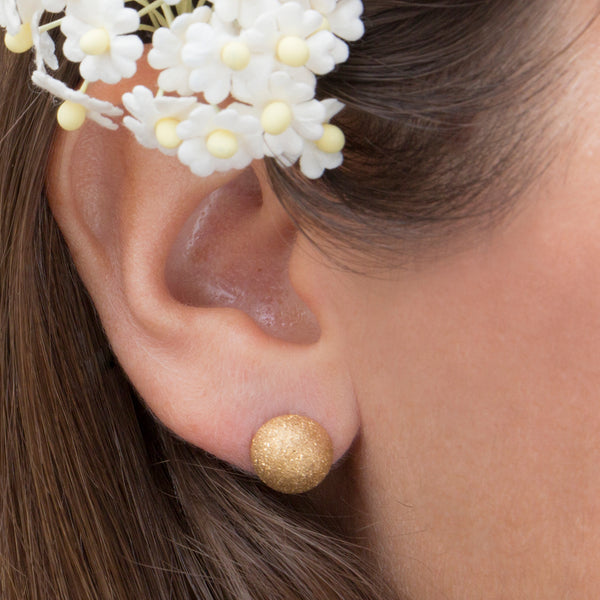 MNC-ER561-B-12mm Steel & Gold Domed Earrings