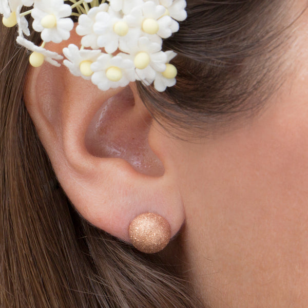 MNC-ER561-C-12mm Steel & Rose Gold Domed Earrings