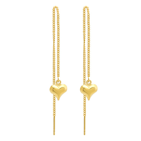 MNC-ER797-B Stainless Steel & Gold Threaded Heart Earrings