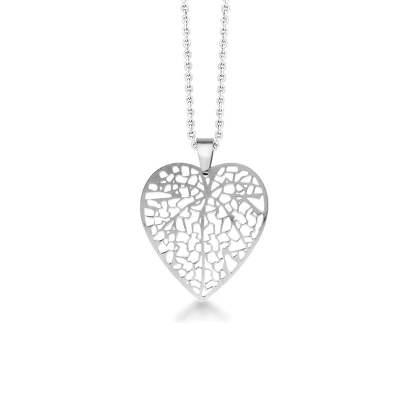 MNC-P033-A Steel Heart Pendant Necklace