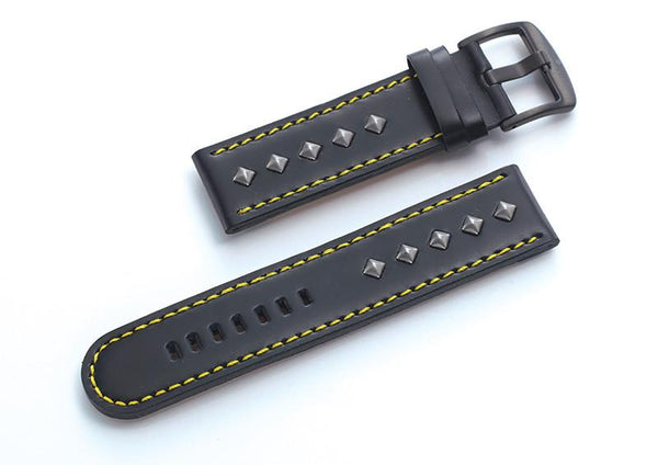 Steel Blaze Black Strap w/Yellow Stitching & Rivets-SB Design Studio