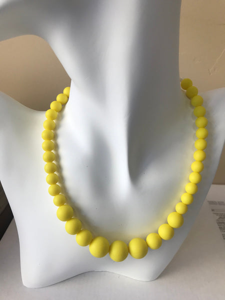 Lemon Yellow Silicon rubber bead necklace