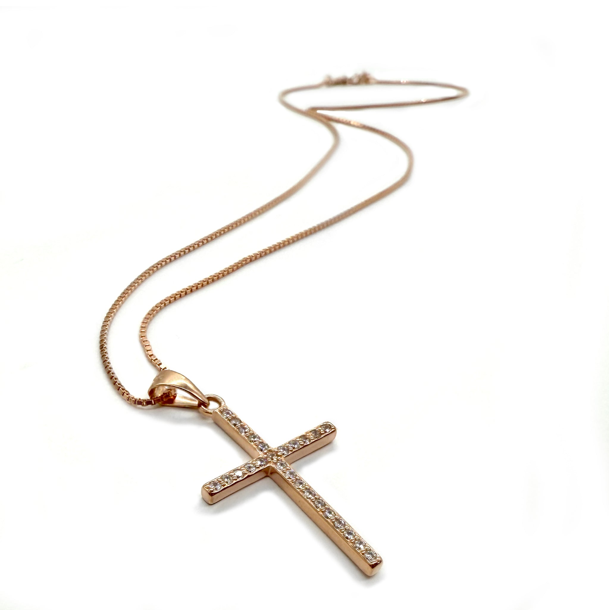 Trendy03 RGP Sterling Silver & CZ Cross Pendant