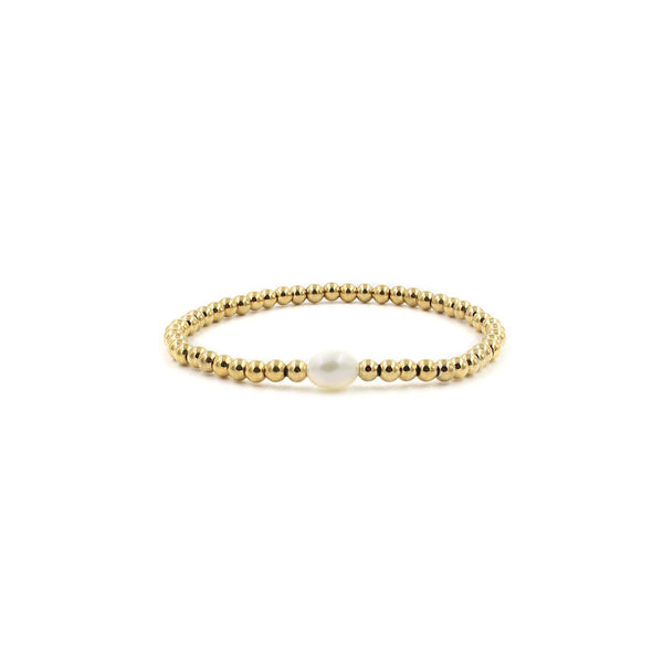 DG-21031603 Gold Stretch Beaded Bracelet with Pearl