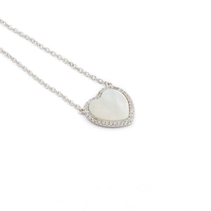 EWP150246MOP Silver Heart & MOP Necklace
