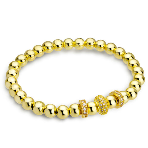 MNC-BR359-B Stainless Steel & Gold Ball Bracelet