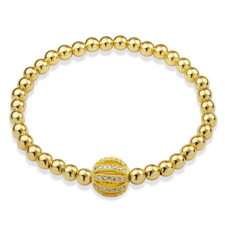 MNC-BR365-B Steel & Gold Ball Bracelet
