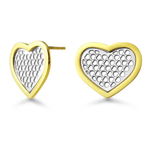 MNC-ER300-B  Stainless Steel & Gold Heart Stud Earrings