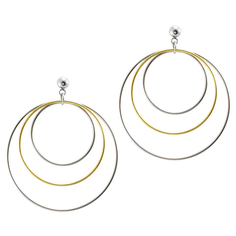 MNC-ER438-B Stainless Steel & Gold Circle Earrings