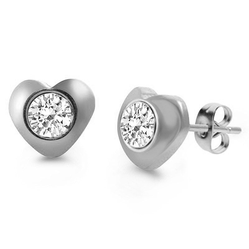 MNC-ER451-A Stainless Steel Heart Stud Earrings