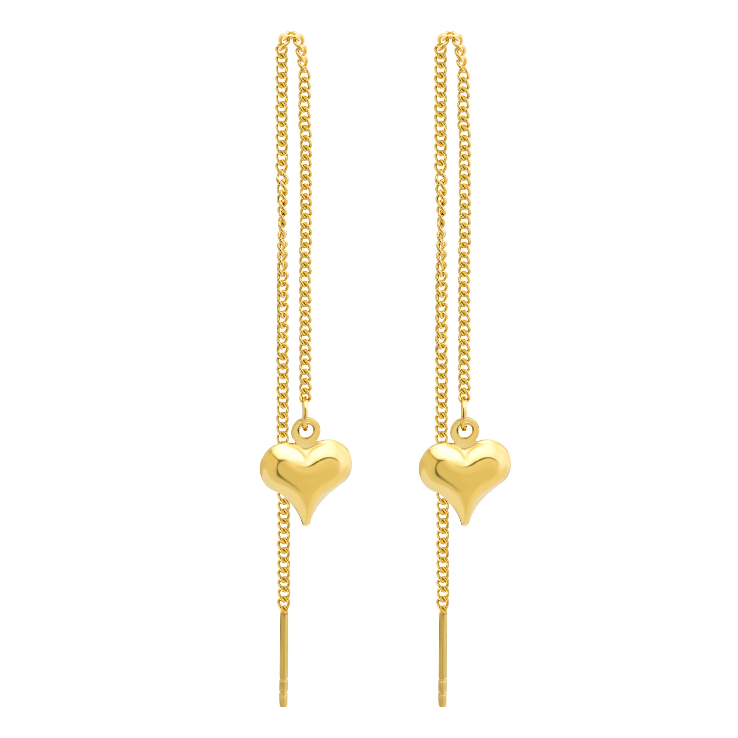 MNC-ER797-B Stainless Steel & Gold Threaded Heart Earrings