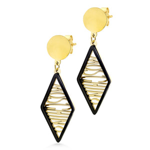 MNC-ER899-B Stainless Steel & Gold Dangling Earrings