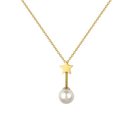 MNC-N210-B Stainless Steel & Gold Pearl Necklace