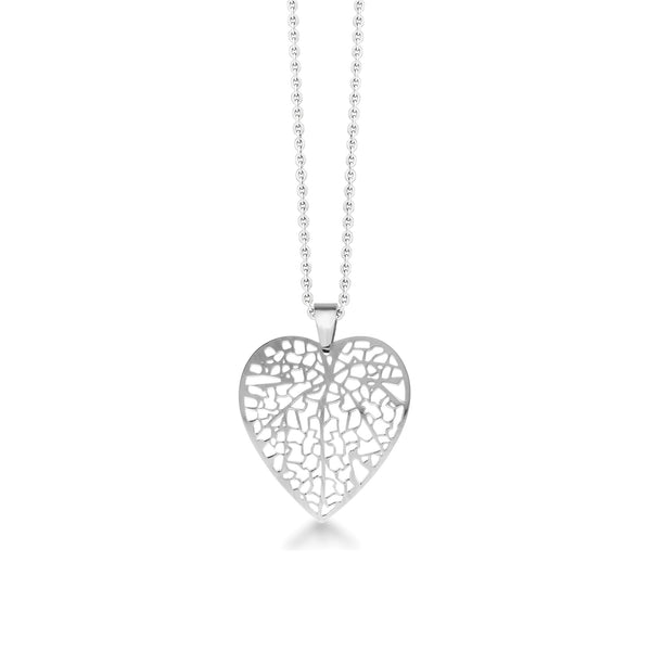 MNC-P033-A Steel Heart Pendant Necklace
