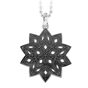 MNP-055T-A Stainless Steel Black Snowflake Pendant