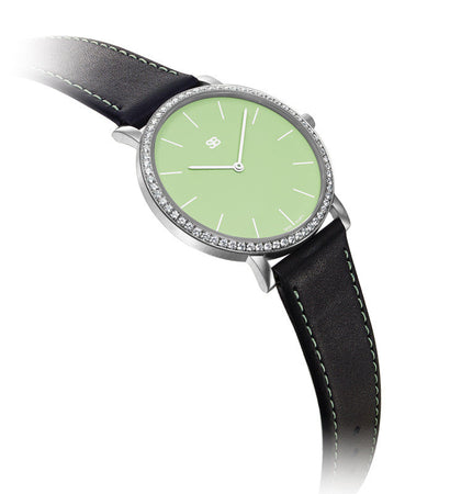 SOB1005/DIA SOB Steel Watch w/Green Dial & Diamond Bezel-SB Design Studio